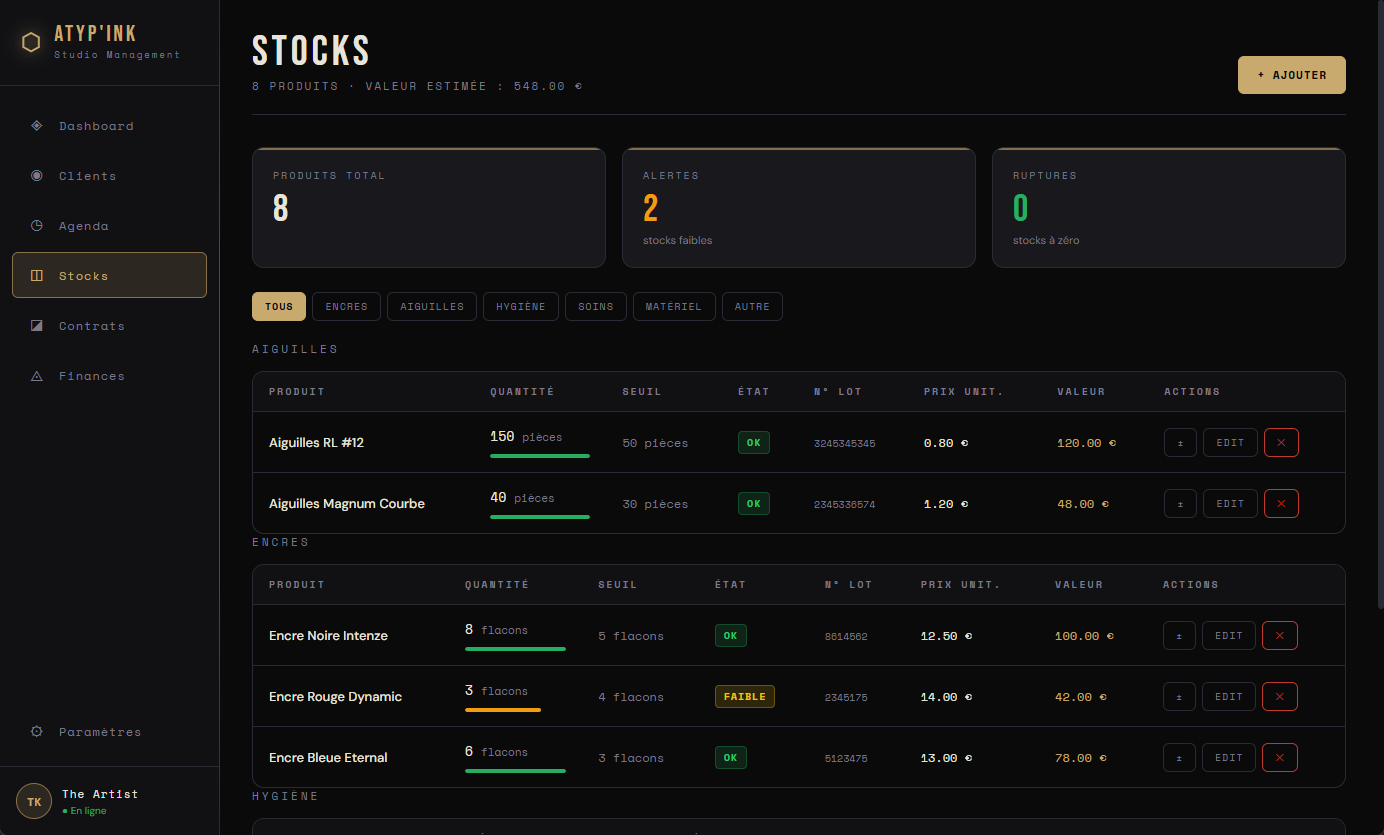 Gestion des stocks Plan'Ink